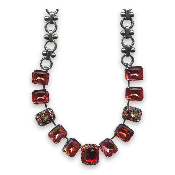 Mariana Necklace Adorable Rose Peach, Jonquil, Hyacinth, Coral, & Siam Austrian Crystals Saffron Silk Road Coll.