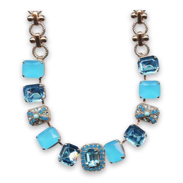 Mariana Necklace Beautiful Caribbean Blue Opal, Aquamarine, & Turq Austrian Crystals Zambezi Africa Coll.
