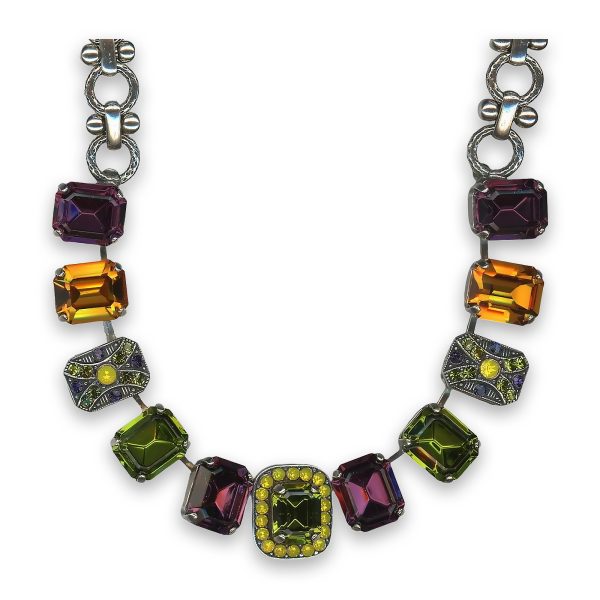 Mariana Necklace Classy Purple, Olivine, Orange, & Yellow Opal Austrian Crystals Mariana Holiday Lights Coll.