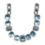 Necklace By Mariana My Treasures Coll. Shimmering Aquamarine, Lt Azore, & Pearl Swarovski Crystals