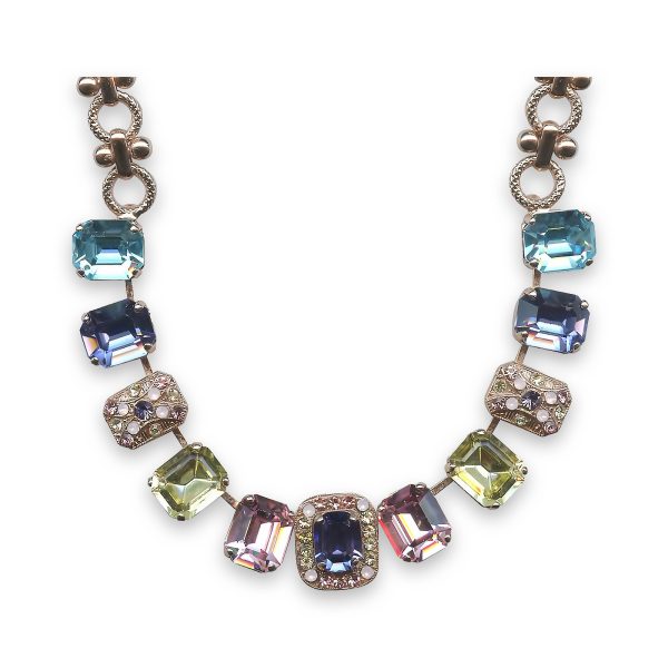 Mariana Necklace Charming Aquamarine, Tanzanite, Lt Rose, Lemon, & Rose Opal Austrian Crystals My Treasures Coll.