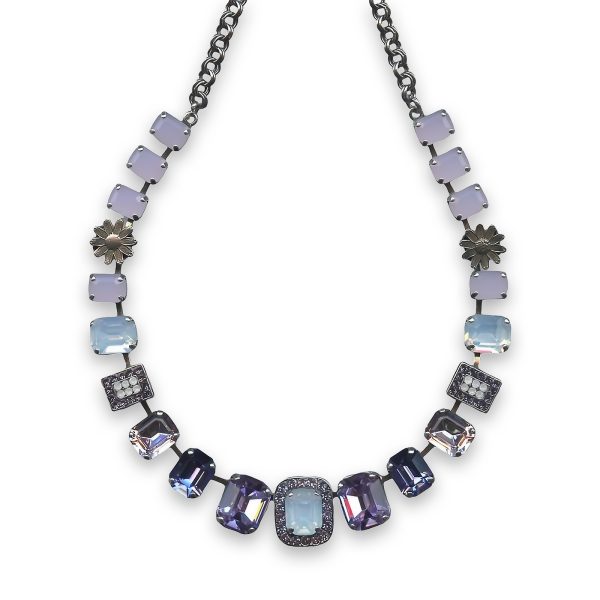 Mariana Necklace Charming Cyclamen Opal, Lt Amethyst, Tanzanite, Clear, & White Opal Austrian Crystals Purple Rain Cocktail Hour Coll.