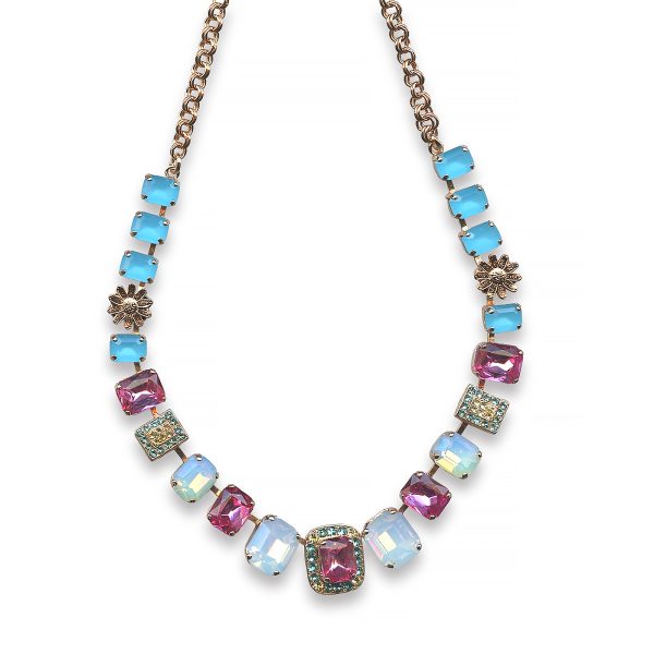 Mariana Necklace Adorable Caribbean Blue Opal, Lt Rose, Aquamarine, & White Opal Austrian Crystals Margarita Cocktail Hour Coll.