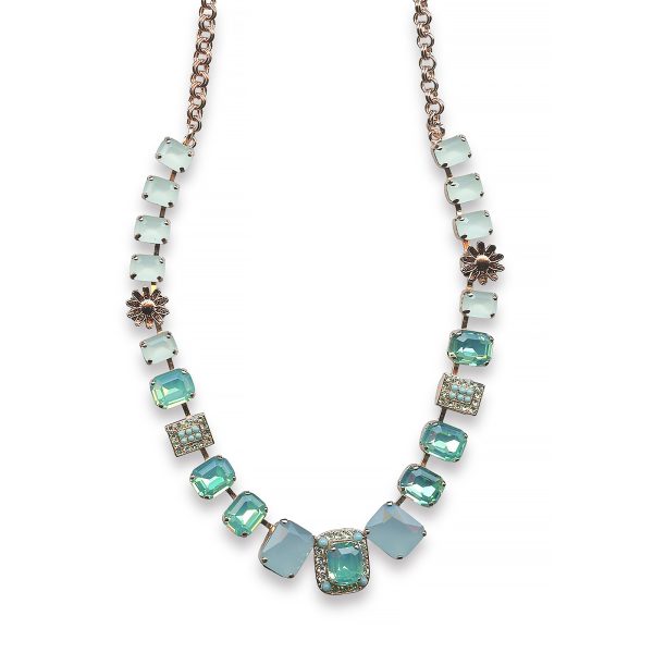 Mariana Necklace Lovely Chrysolite, Turq, Chrysolite Opal, & Mint Green Austrian Crystals Mojito Cocktail Hour Coll.