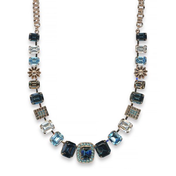 Mariana Necklace Glamorous Montana Blue,  Aquamarine, Silver Night, & Clear Austrian Crystals Frost Winter Wonderland Coll.