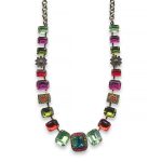 Mariana Necklace Tiger Lily East Meets West Coll. Finely Detailed Grass Green, Fuchsia, Olivine, Siam, Orange, & Blue Zircon Austrian Crystals - Image 3
