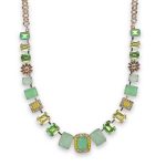 Mariana Necklace Stunning Greens, Yellow Opal, & Clear Austrian Crystals Blondie Solis Coll.