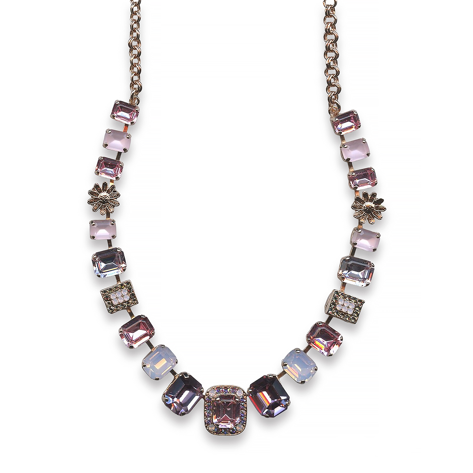 N-3040-7-3211-RG (1) Mariana Necklace Fab Soft Pale Pink, Lavender Pink & Cotton Candy Pink Austrian Crystals Ocean Breeze Gypsy Soul Coll. - Image 1