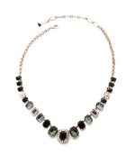 Necklace By Mariana Woman Luxurious Jet Black and Silver Night Swarovski Crystals