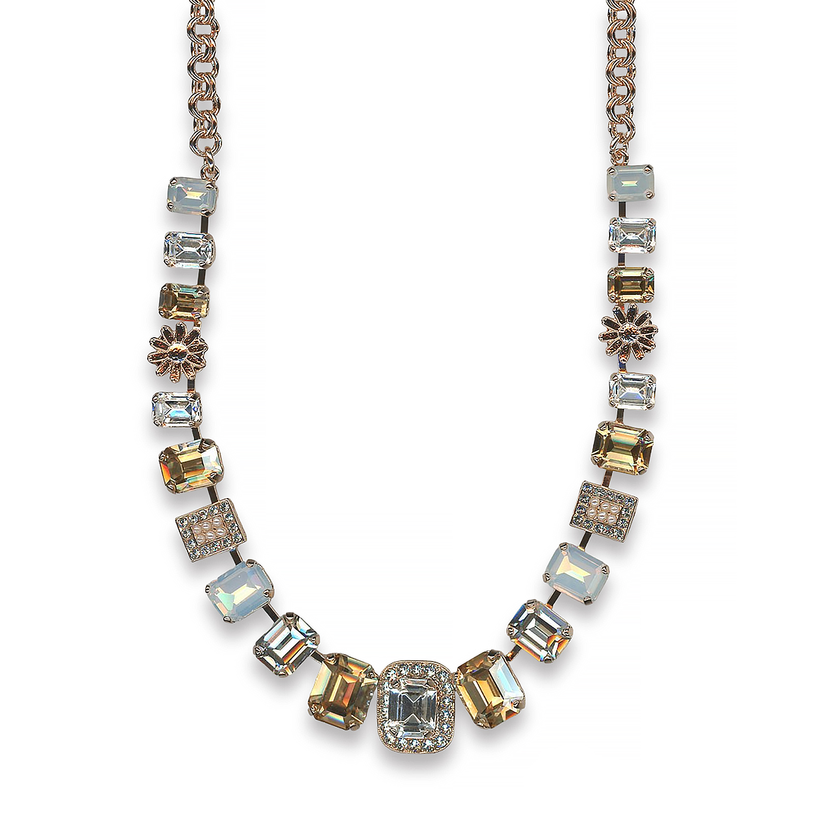 N-3040-7-39361 - Copy (2) Mariana Necklace Adorable Lt Azore, White Opal, Clear, Lt Topaz, & Pearl Austrian Crystals SeaShell Nature Coll. - Image 1