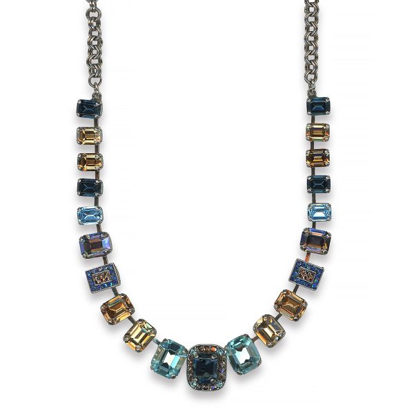 Mariana Necklace Gorgeous Lt Turq, Lt Topaz, Montana Blue, & AB Austrian Crystals Twist and Shout Nostalgia Coll.