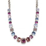 Mariana Necklace Classy White Opal, Rose Opal, Lt Sapphire, Fuchsia, & Rose Peach Austrian Crystals Joy Nirvana Coll. - Image 2