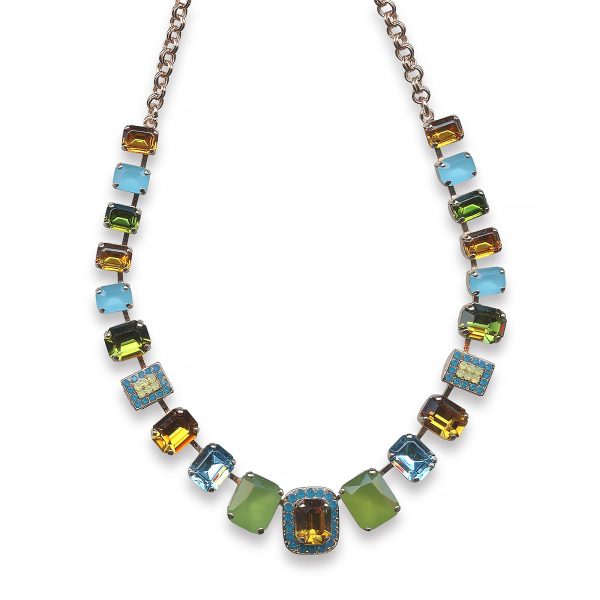 Mariana Necklace Luscious Topaz, Blue Opal, Olivine, Lt Sapphire, & Apple Green Austrian Crystals Kokomo Songbook Coll.
