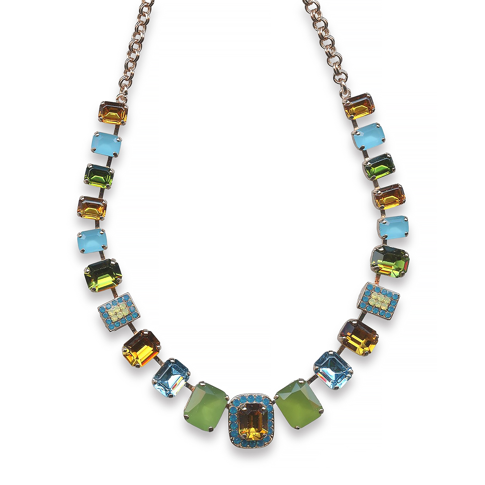 N-3040-8-1058-RG (1) Mariana Necklace Luscious Topaz, Blue Opal, Olivine, Lt Sapphire, & Apple Green Austrian Crystals Kokomo Songbook Coll. - Image 1
