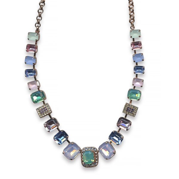 Mariana Necklace Alluring Rose Opal, Lt Rose, Blue Opal, Lt Sapphire, Chrysolite Opal, & Pacific Opal Austrian Crystals Songbook Coll.