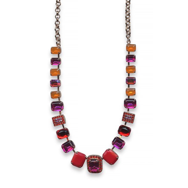 Mariana Necklace Classy Orange Opal, Fuchsia, Siam, & Red Coral Austrian Crystals Lady Marmalade Songbook Coll.