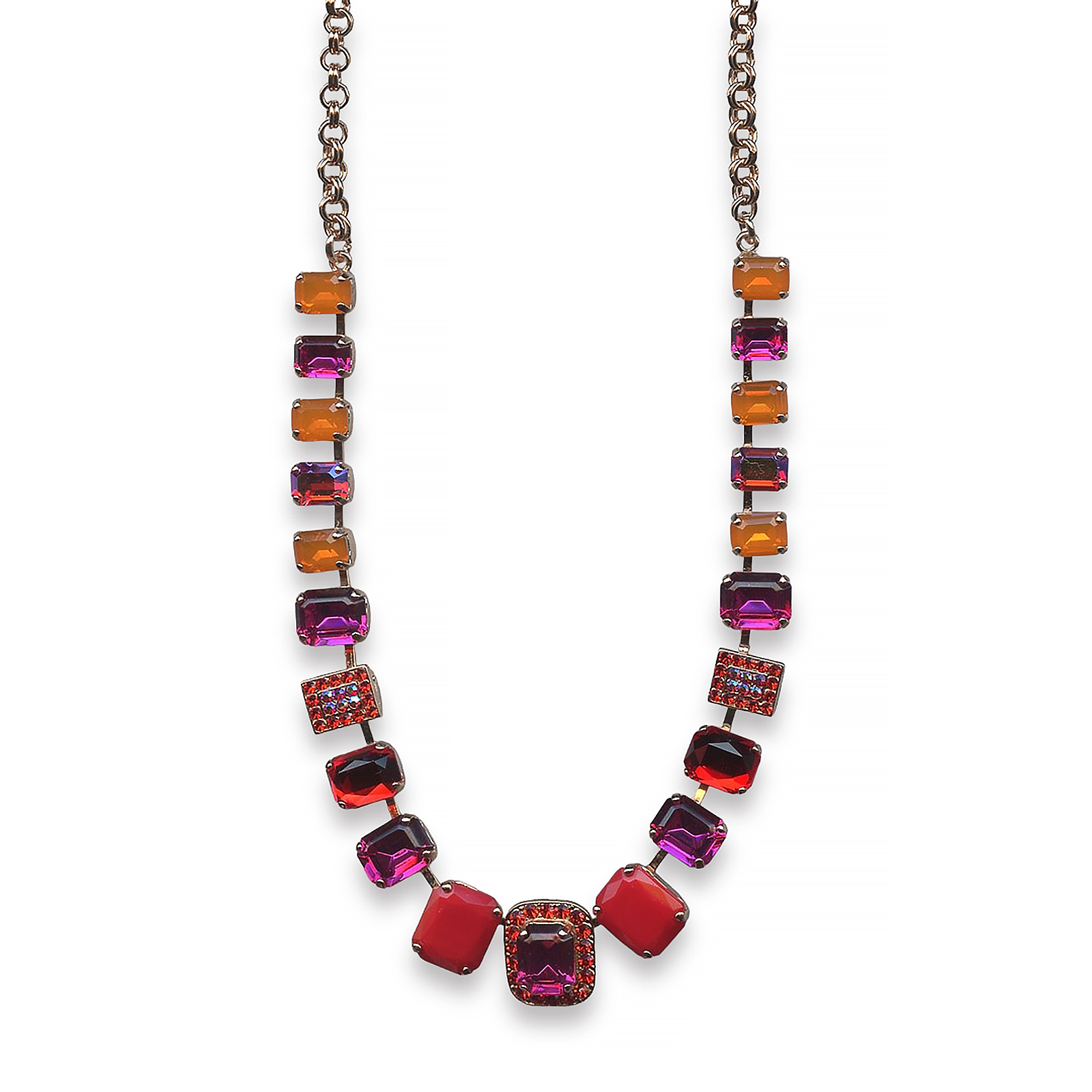 N-3040-8-1075-RG (1) Mariana Necklace Classy Orange Opal, Fuchsia, Siam, & Red Coral Austrian Crystals Lady Marmalade Songbook Coll. - Image 1