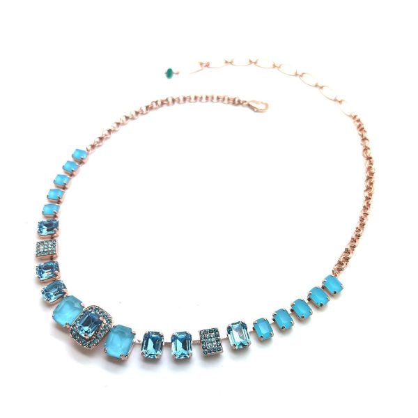 Necklace By Mariana Woman Shimmering Aquamarine and Opal Swarovski Crystals