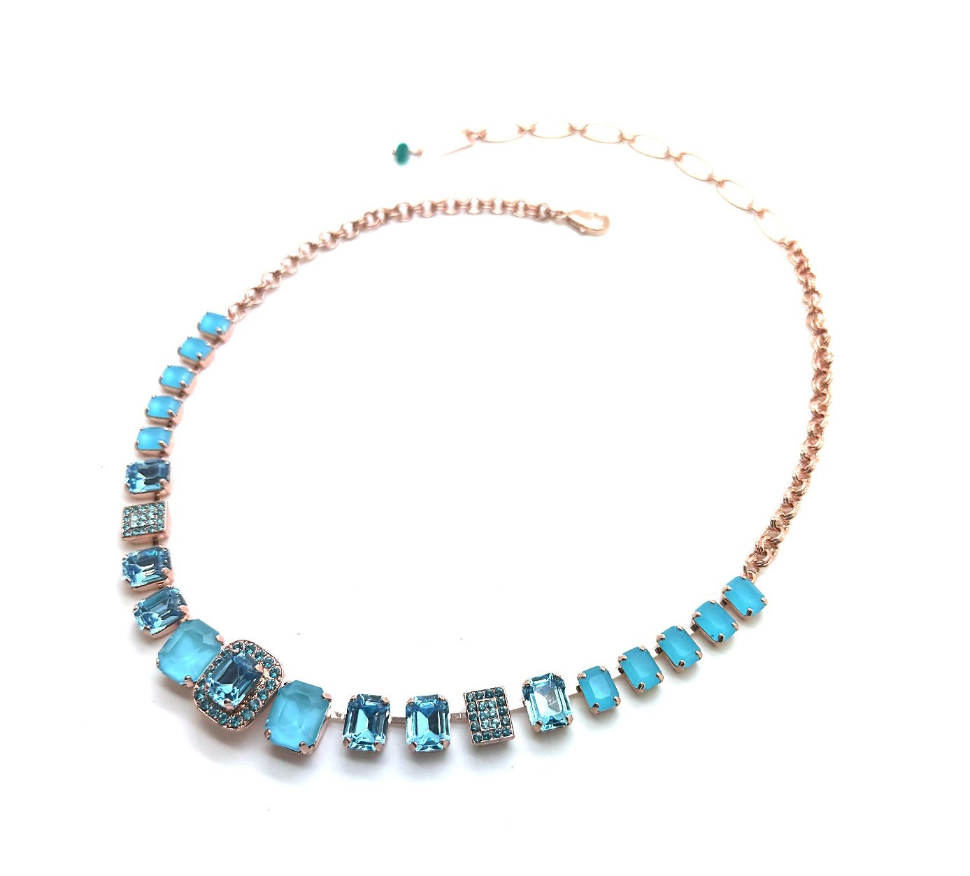 N-3040-8-1082-RG (2) Necklace By Mariana Woman Shimmering Aquamarine and Opal Swarovski Crystals - Image 1