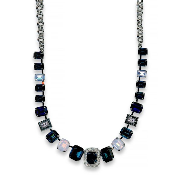 Mariana Necklace Timeless Rose Opal & Navy Blue Austrian Crystals Blue Morpho My Butterfly Coll.