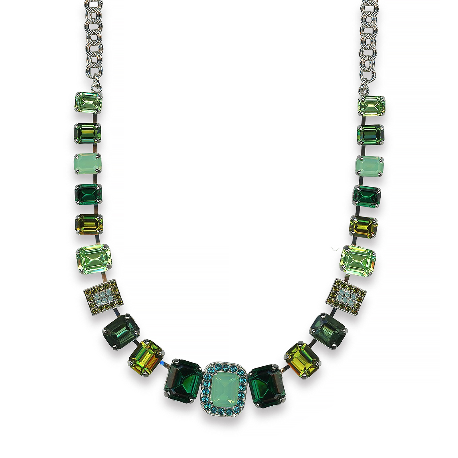 N-3040-8-1912-SP (1) Mariana Necklace Charming Greens, Blue Zircon, & Blue Opal Austrian Crystals Ivy Botanica Coll. - Image 1