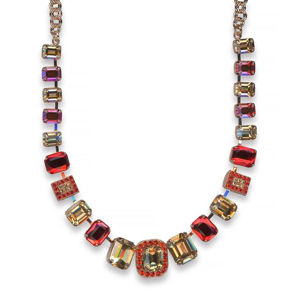 Mariana Necklace Exquisite Golden Shadow, Siam, Rose, & Hyacinth Austrian Crystals My Treasures Coll.