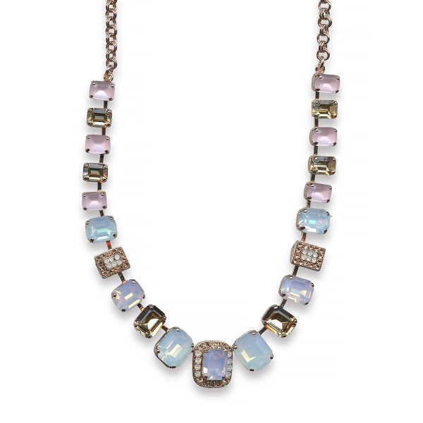 Mariana Necklace Fabulous Pink Opal, White Opal, & Lt Peach Austrian Crystals Afternoon Delight Songbook Coll.