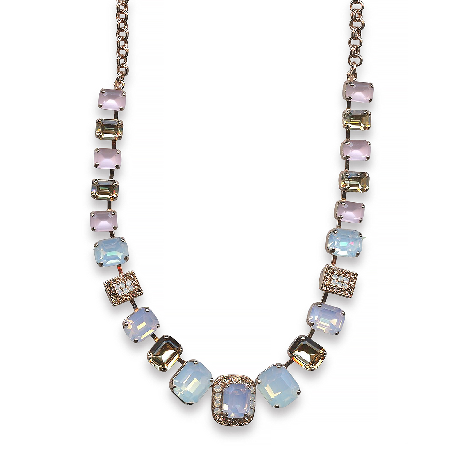 N-3040-8-2333-RG (1) Mariana Necklace Fabulous Pink Opal, White Opal, & Lt Peach Austrian Crystals Afternoon Delight Songbook Coll. - Image 1