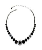 Necklace By Mariana Woman Luxurious Jet Black and Clear Swarovski Crystals