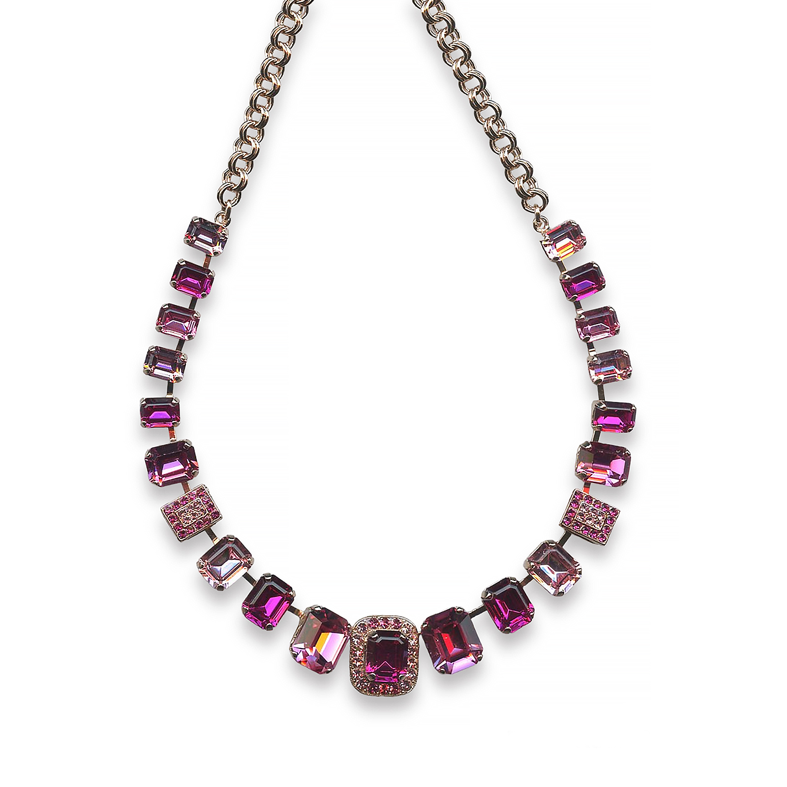 N-3040-8-5022-RG (1) Necklace By Mariana Woman Elegant Fuchsia and Lt Rose Swarovski Crystals - Image 1