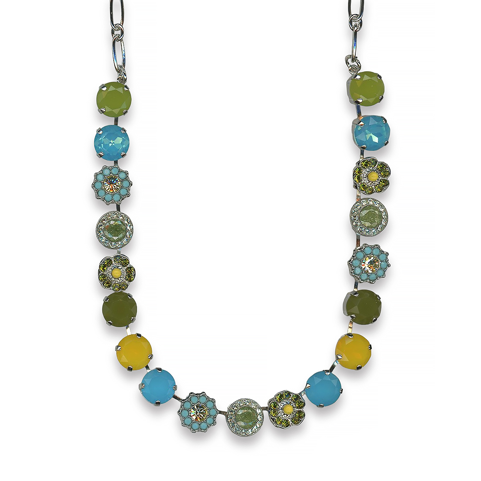 N-3084-1151-RG (1) Mariana Necklace Luscious Olivine, Aqua, Turq, & Yellow Opal Austrian Crystals Pistachio À La Mode Coll. - Image 1