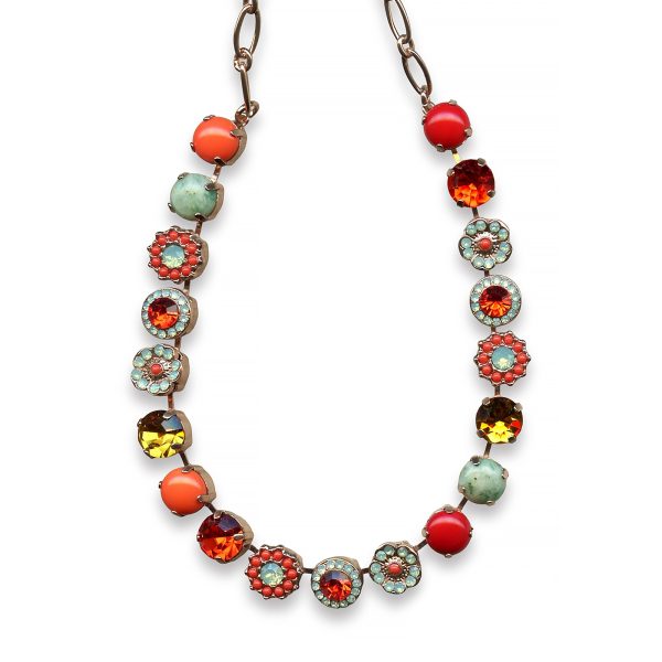 Mariana Necklace Timeless Hyacinth, Pacific Opal, Coral, Topaz, Turq, & Red Coral Austrian Crystals My Treasures Coll.