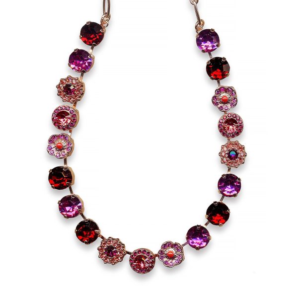 Mariana Necklace Luxurious Ruby, Fuchsia, Rose Peach, & Coral Austrian Crystals East Meets West Coll.