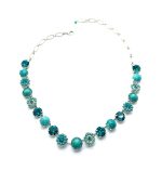 Necklace By Mariana Glamorous Turquoise Mineral and Blue Zircon Swarovski Crystals