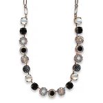 Mariana Necklace Exquisite White Shell Mineral, Jet, White Opal, & AB Austrian Crystals My Treasures Coll.