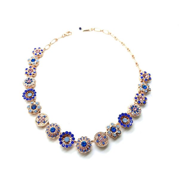 Mariana Necklace Flower Shaped Capri ,Rose, Blue Opal, & Sapphire Austrian Crystals Kiss From A Rose Songbook Coll.