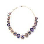 Mariana Necklace Flower Shaped Capri ,Rose, Blue Opal, & Sapphire Austrian Crystals Kiss From A Rose Songbook Coll. - Image 2