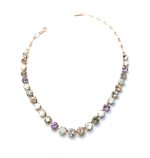 Mariana Necklace Sun & Ice SO & White Shell Mineral, Clear, Blk Dia, & White Opal Austrian Crystals Ice Queen Once Upon a Mariana Coll.