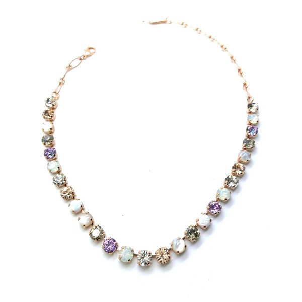 Mariana Necklace Sun & Ice SO & White Shell Mineral, Clear, Blk Dia, & White Opal Austrian Crystals Ice Queen Once Upon a Mariana Coll.