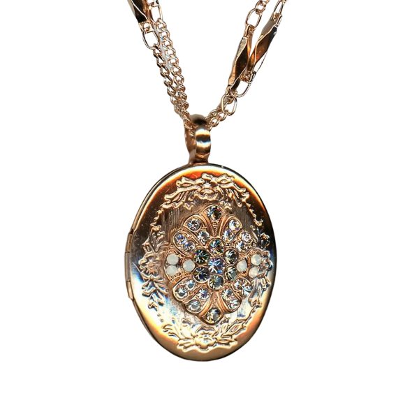 Mariana Necklace Pendant Locket Clear, Black Diamond, & White Opal Austrian Crystals Ice Queen Once Upon a Mariana Coll.