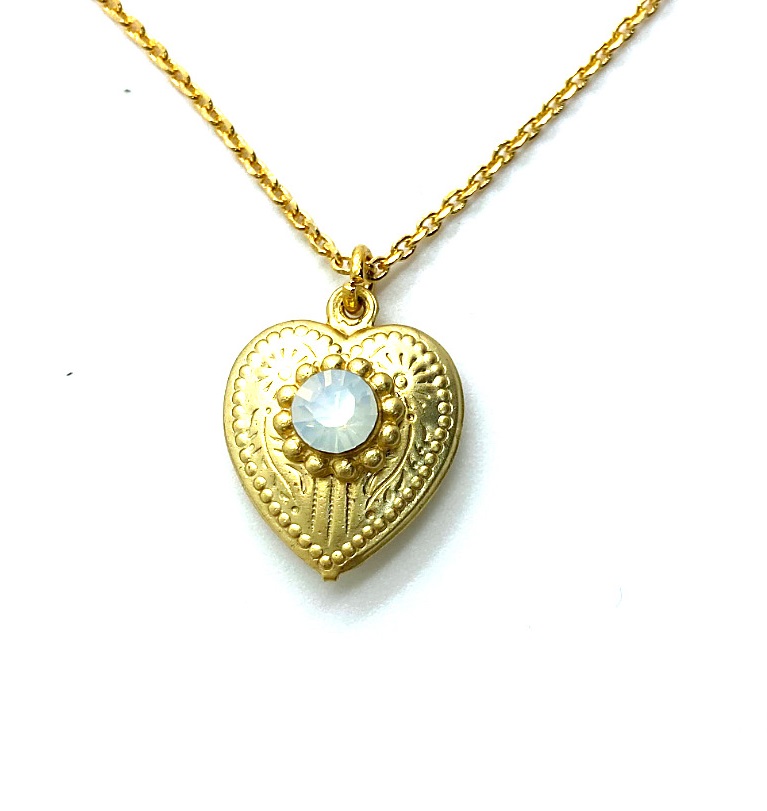 N-5005-0-234-YG (2) Mariana Necklace Pendant Charming White Opal Austrian Crystals My Treasures Coll. - Image 1