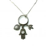 Mariana Necklace Pendant Finely Detailed Hamsa Clear Austrian Crystals My Treasures Coll.
