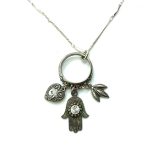Mariana Necklace Pendant Finely Detailed Hamsa Clear Austrian Crystals My Treasures Coll.