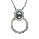 Mariana Necklace Pendant Halo Black Diamond, White Opal & Vitral Lt Austrian Crystals Ice Queen Once Upon a Mariana Coll.