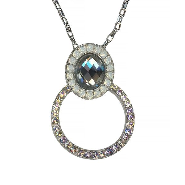 Mariana Necklace Pendant Halo Black Diamond, White Opal & Vitral Lt Austrian Crystals Ice Queen Once Upon a Mariana Coll.