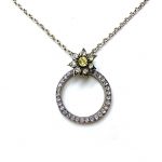 Mariana Necklace Pendant Halo Floral Clear, Jonquil, & Violet Austrian Crystals My Treasures Coll.