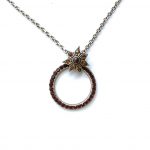 Mariana Necklace Pendant Halo Floral Smoked Topaz & Brown Austrian Crystals My Treasures Coll.