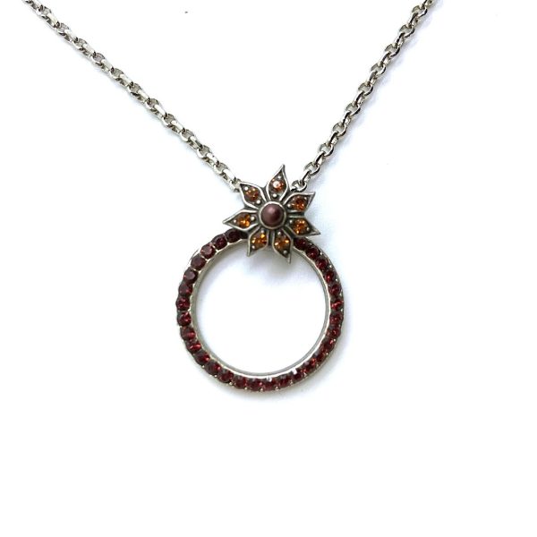 Mariana Necklace Pendant Halo Floral Smoked Topaz & Brown Austrian Crystals My Treasures Coll.