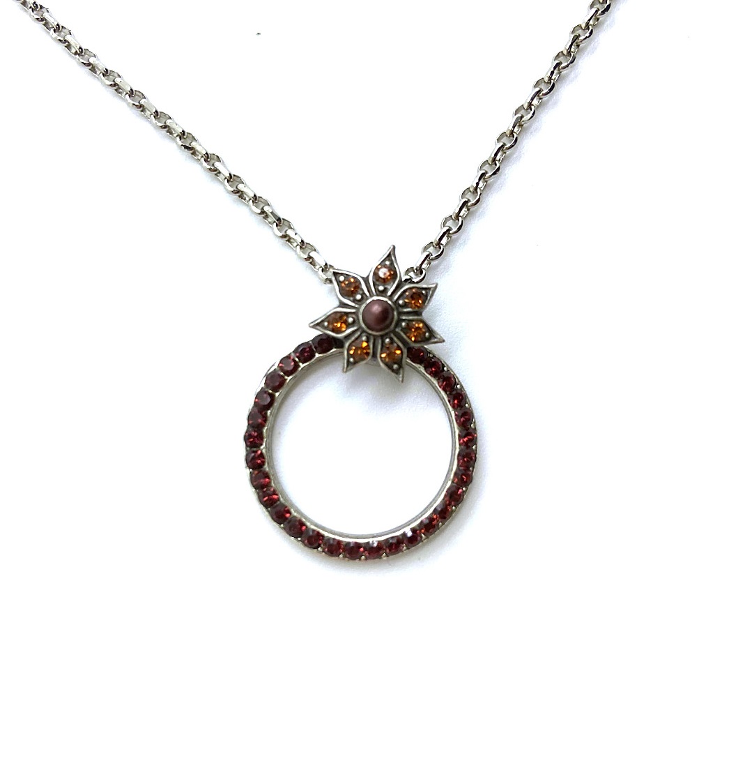 N-5030-11-220-RO (2) Mariana Necklace Pendant Halo Floral Smoked Topaz & Brown Austrian Crystals My Treasures Coll. - Image 1