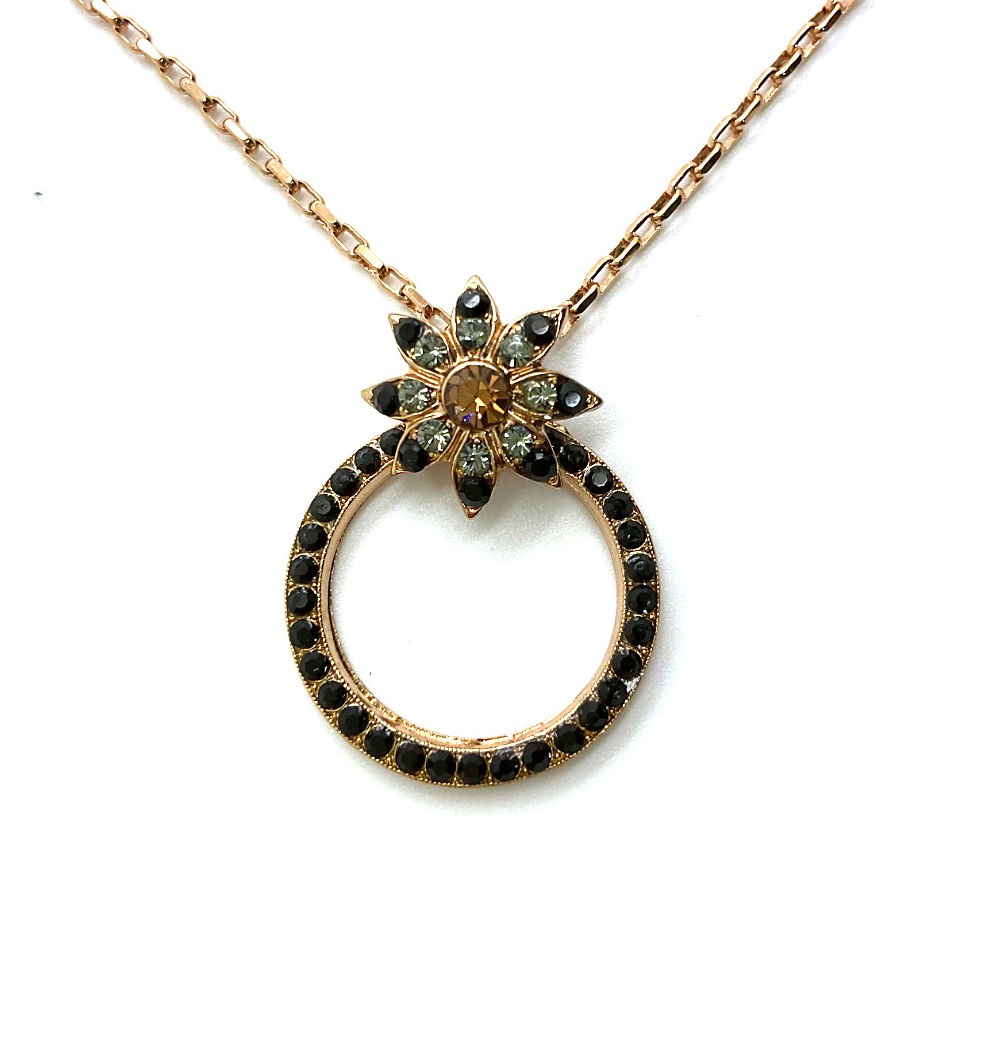 N-5030-11-221-4-RG (2) Mariana Necklace Pendant Elegant Jet, Lt Smoked Topaz, & Silver Night Austrian Crystals My Treasures Coll. - Image 1
